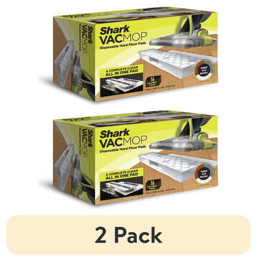 (2 pack) Shark VACMOP Disposable Pads, Hard Floors, Built-in Dirt Chamber, Absorbent Mopping Layers, VMP16, 16 ct