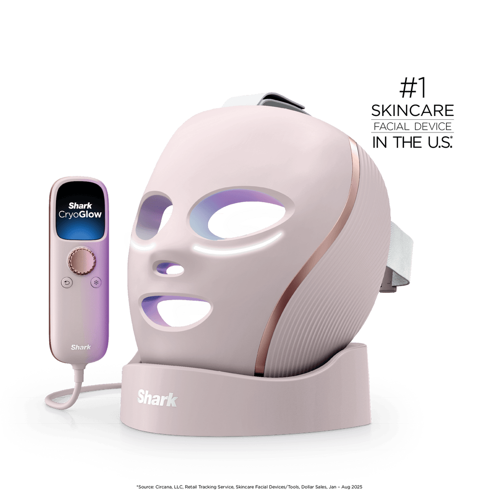 Shark CryoGlow™ LED Face Mask & Charging Stand in Rose Glow