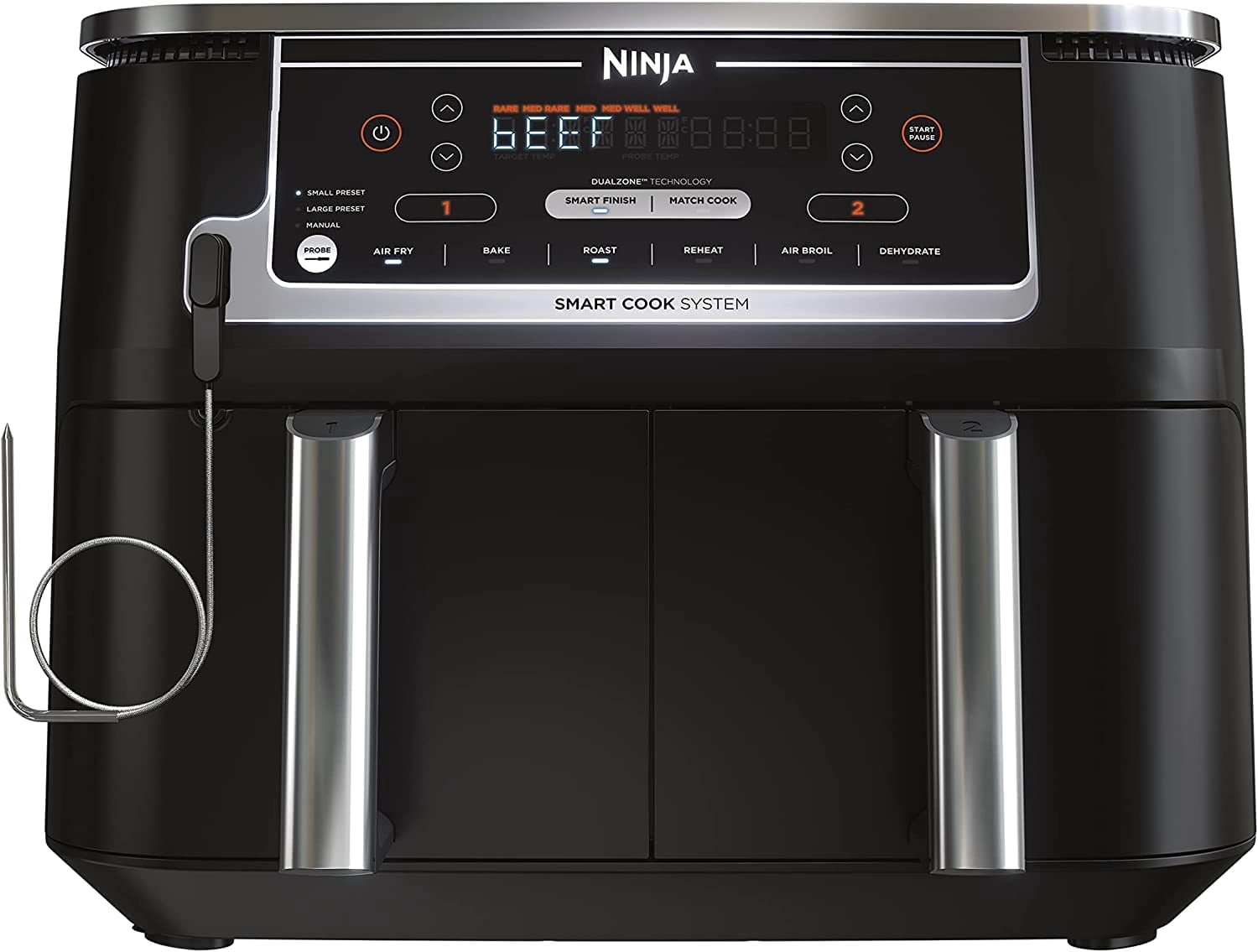 Ninja Foodi 6-in-1 Smart 10-QT 2-Basket Air Fryer with Thermometer, DZ550