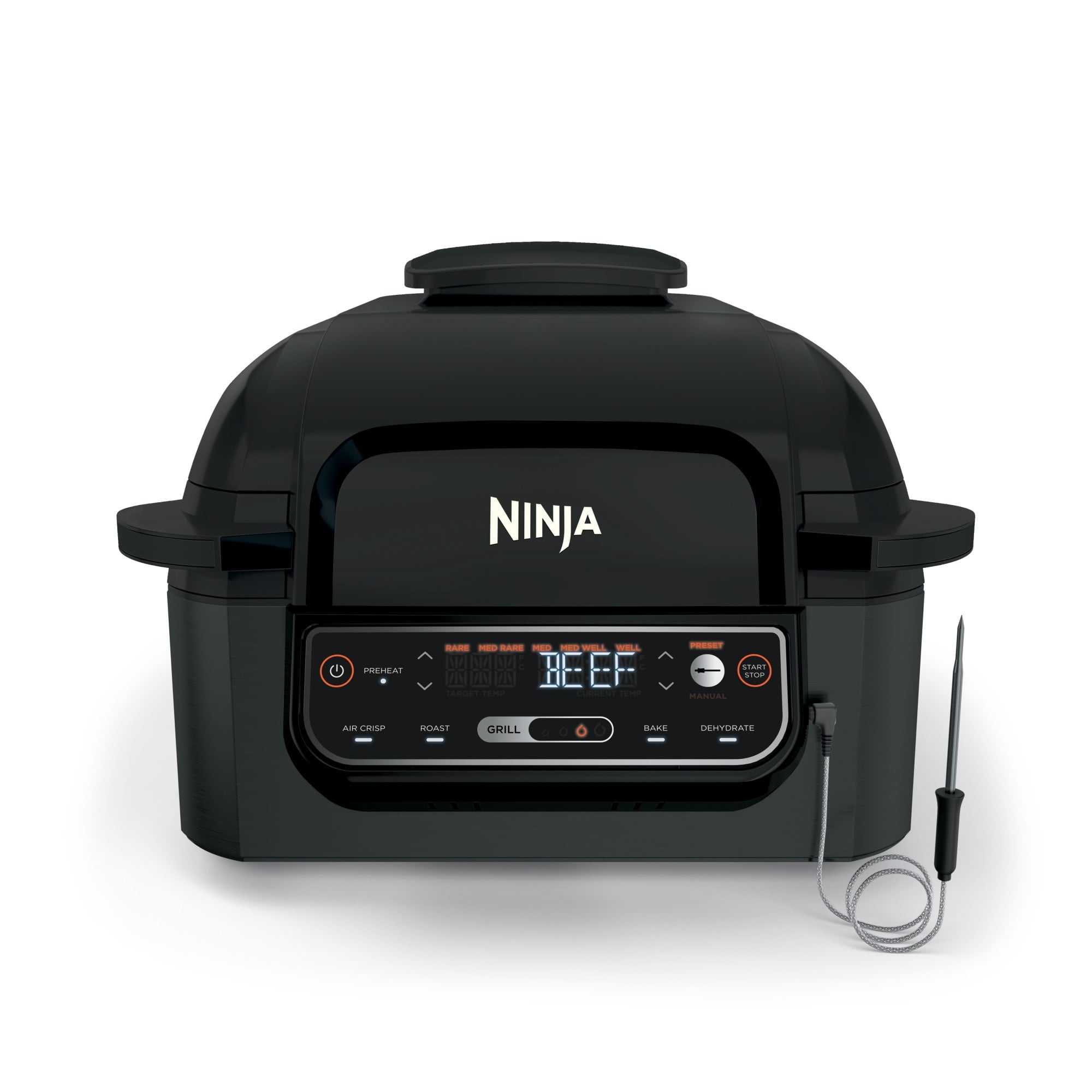 Ninja Foodi Smart 5-in-1 Indoor Grill with 4-Quart Air Fryer, Roast, Bake, Dehydrate, and Smart Cook System, LG451BK