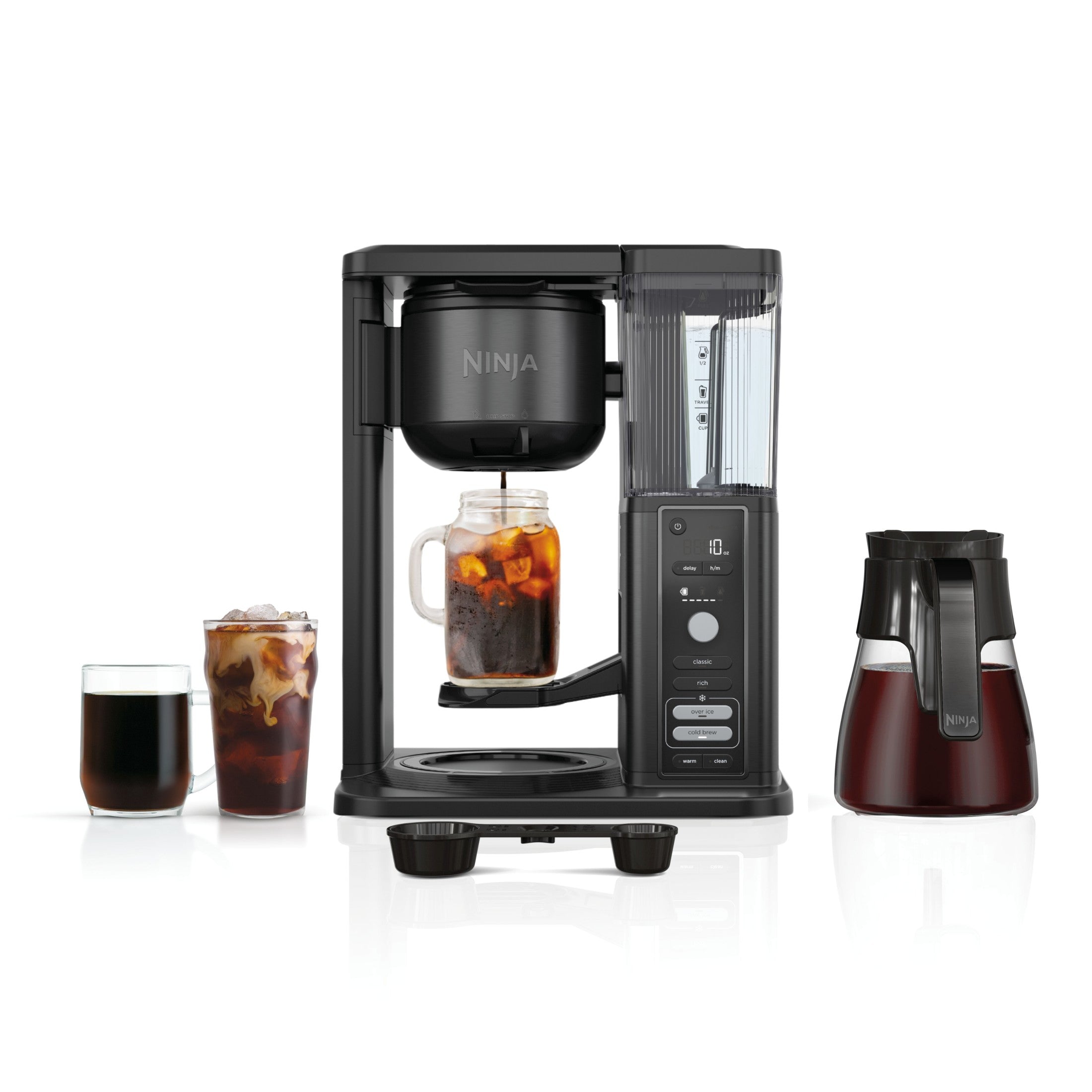 Ninja Hot & Iced 10-Cup Drip Coffee Maker, 4 Brew Styles, Rapid Cold Brew, CM360WM, Black