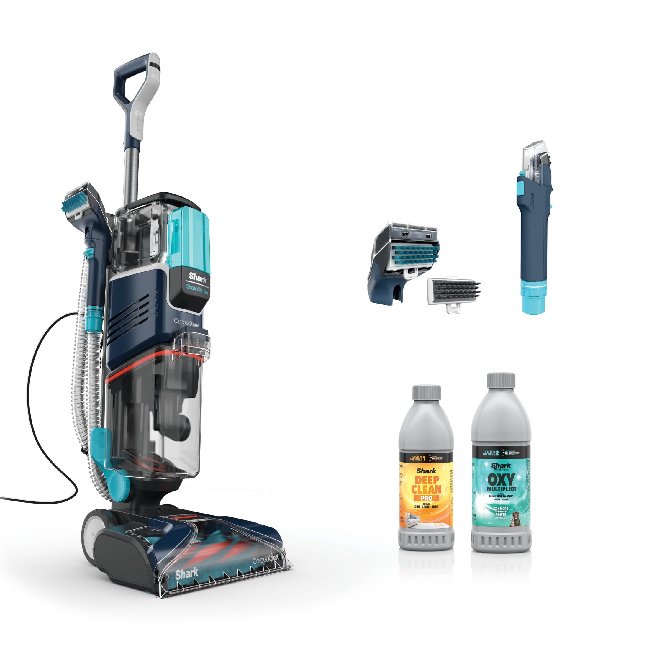 Shark CarpetXpert with StainStriker Upright Carpet & Area Rug Cleaner, Upholstery, Pet Friendly, Carpet Shampooer, 2 Tools, Cleaning Solutions, EX200 Navy