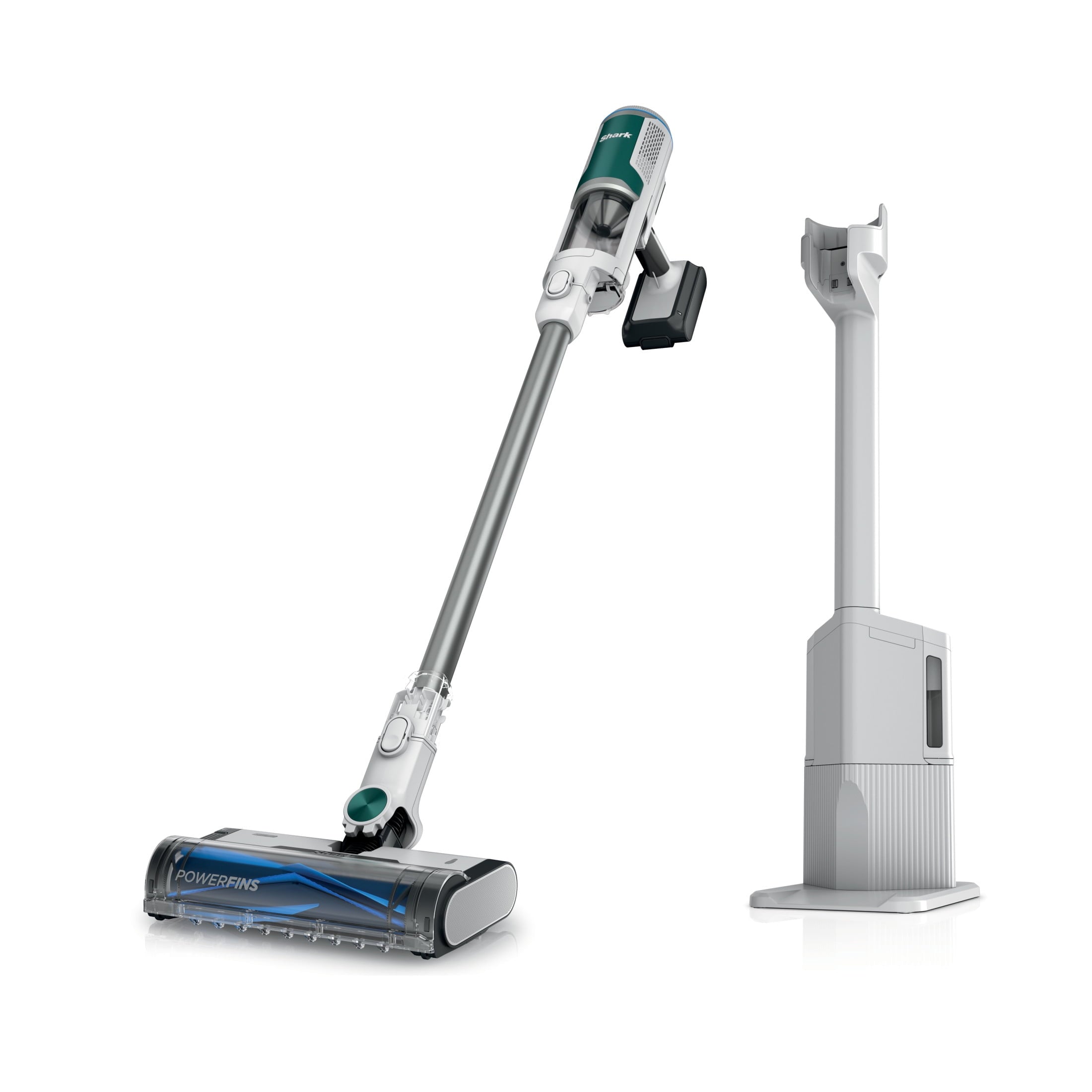 Restored Shark Aspiradora Vertical Inalámbrica Clean & Vacty, Alfombras y Pisos Duros, Base de Vaciado Automático, Rodillo de Cepillo Autolimpiante, 40 Min de Tiempo de Funcionamiento, BU3120EM Plateado