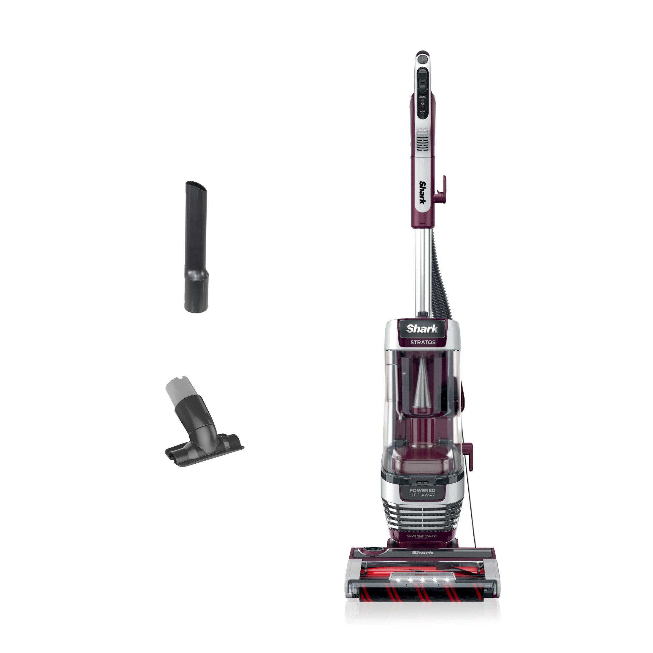 Shark Stratos Upright Vacuum, Pet Friendly, DuoClean PowerFins HairPro, Self-Cleaning Brushroll, Odor Neutralizer Technology, AZ3000 Red Plum