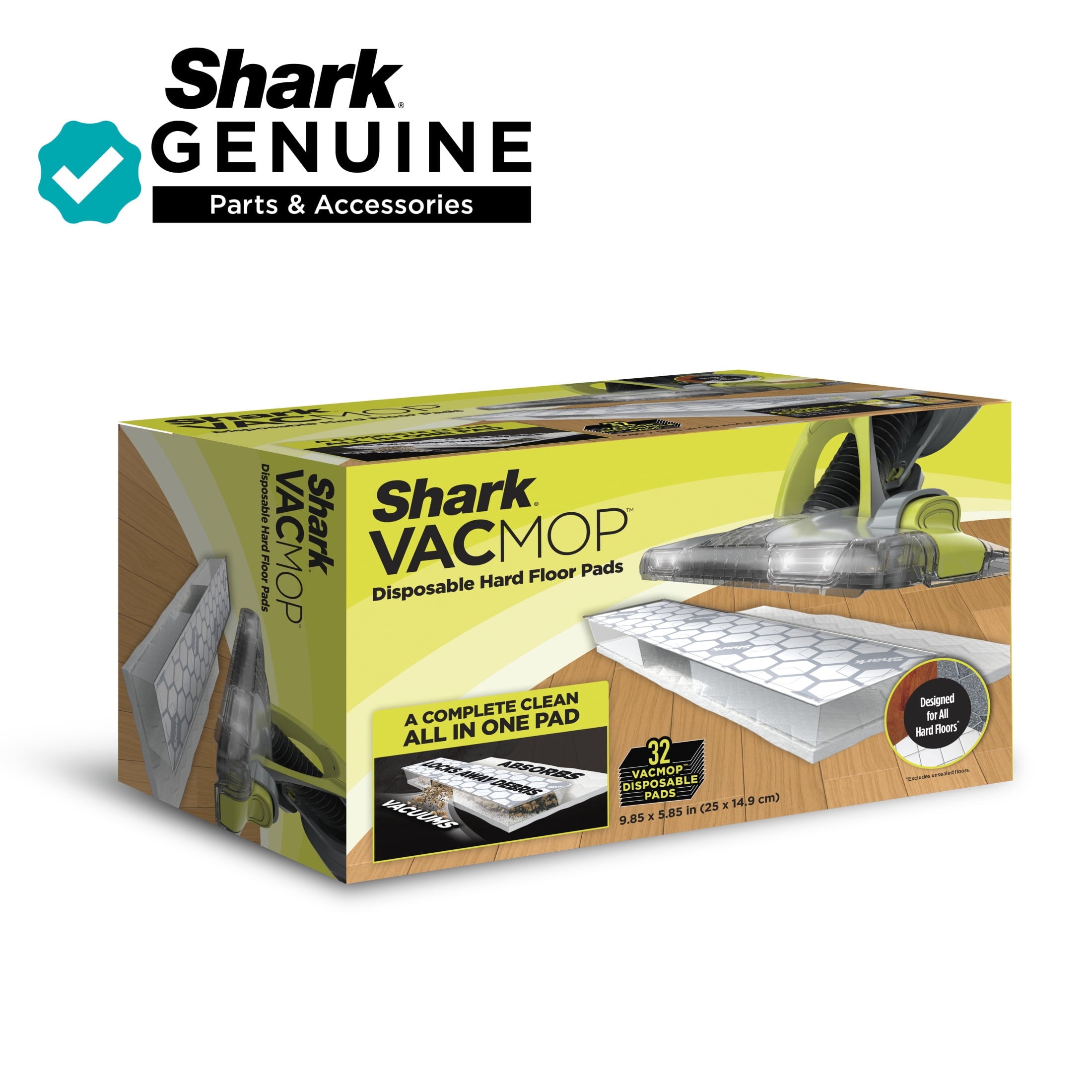 Shark VACMOP Disposable Hard Floor Pad Refills, Compatible with VM200 & VM401, No-Touch Disposal, For Use on All Sealed Floors - Stone, Hardwood, Laminate & Tile, 32 Count, VMP32